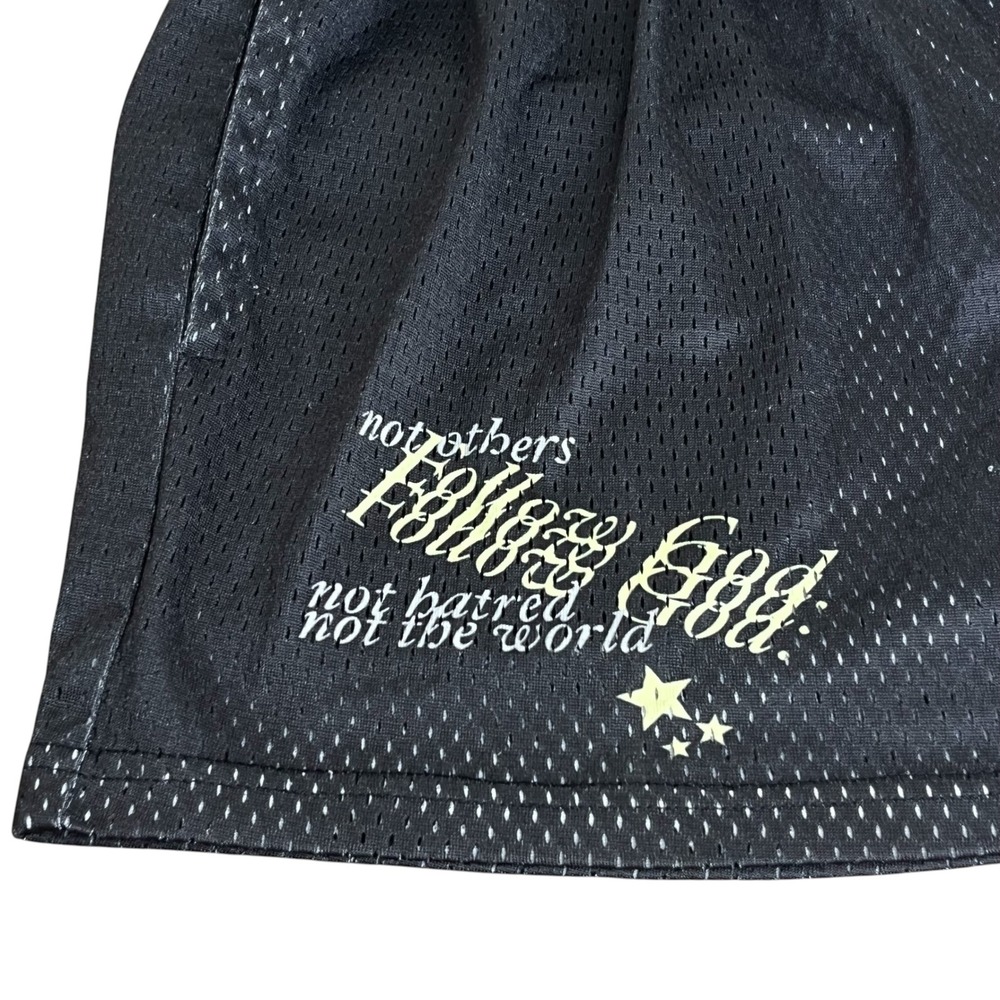 Follow God Chicago Men's Black Mesh Basketball Shorts Small FG Logo Graphic - Picture 2 of 9